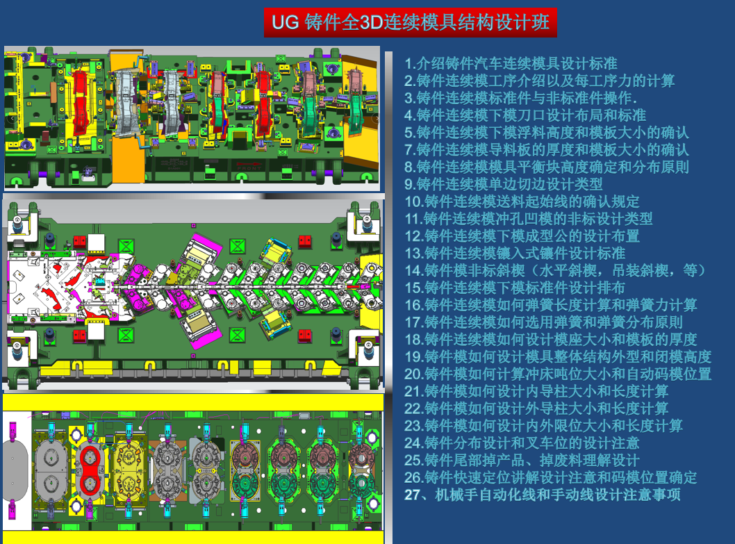 UG鑄件全3D連續模具結構設計班